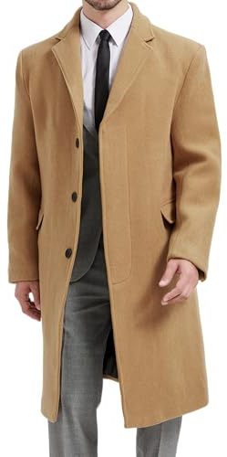 Cappotto invernale da uomo in lana e cashmere, completamente foderato, Cammello, 46