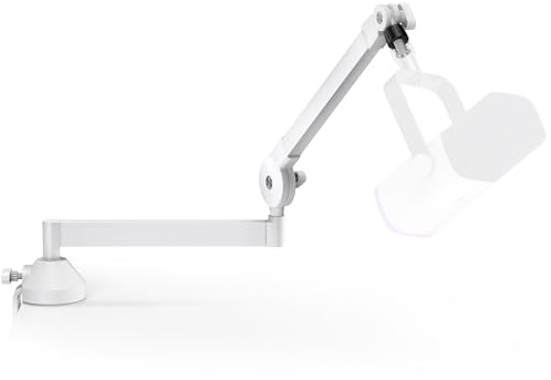 InnoGear Low Profile Mic Arm, 360° Rotatable Microphone Boom Arm Mic Stand for Fifine AM8 K669B Blue Yeti HyperX QuadCast SoloCast AT2020, with Mic Clip 3/8 to 5/8, 3/8 to 1/4 Adapter, White