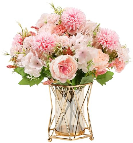 HNVNER Fleurs Pivoine Artificielles, Rose Fausse Fleur en Tissu 2 Bouquets pour Décoration de Maison, Cuisine, Jardin, Fête, Mariage
