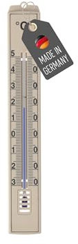 Lantelme Termómetro de jardín con indicador de temperatura de -30 °C hasta +50 °C, analógico, resistente a la intemperie, 17 cm, plástico, color beige, para habitaciones, interiores, exteriores