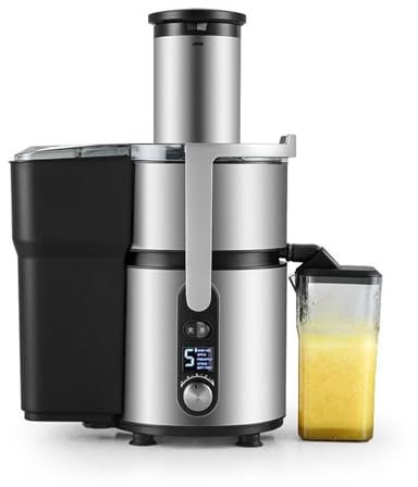 Spremiagrumi centrifuga, in acciaio inox industriale, con regolazione a 5 velocità per un'efficiente estrazione del succo e separazione dei residui, perfetto per negozi di bevande e cucine