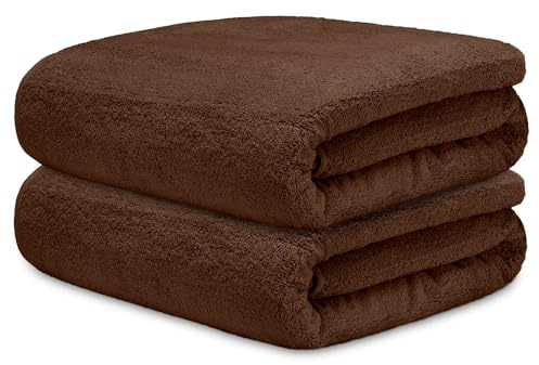 DECASATEXTIL Juego 2 Toallas Baño Extra Grandes 100x150cm Algodón 450g/m² – Toallas de Ducha Premium y Absorbentes para Hogar, SPA o Gimnasio (Marron)