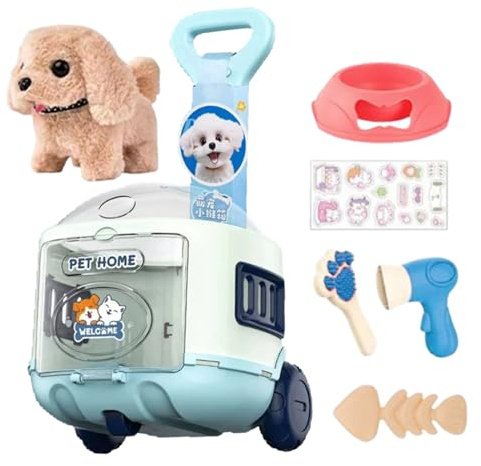 Yuemeuy Mascotas Electrónicas,Accesorios para Cuidado de Mascotas en Cochecitos - Animales de Peluche Realistas para Juego Simbólico de Niños y Niñas Cumpleaños Regalos Infantiles Diversión de