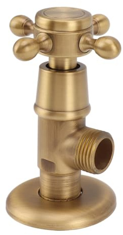 Valvola di arresto ad angolo in ottone massiccio Valvola di intercettazione dell'acqua antideflagrante ispessita retrò per impianti idraulici di bagno e Materiale in ottone 5,4 (Antica)