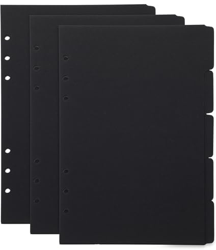 Zerodeko Separadores de Índice para Carpeta A5, 15 Piezas Negras Reutilizables de Papel, Divisores Portátiles para Organización de Documentos en Oficina y Hogar, Suministros