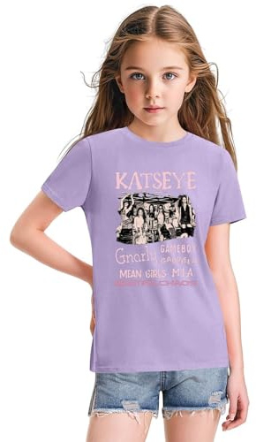 Girls Shirts Katseye Merch Summer Tops Graphic Short Sleeve T Shirts Purple 7-8