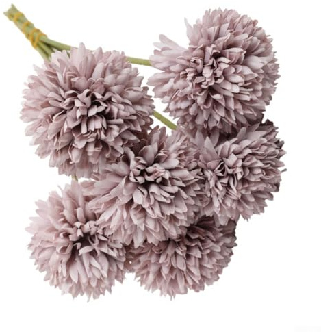 Naturtrogna silkesblommor 6 st maskros hyacint hortensia 29 cm falska växter för hem bröllop bordsuppsats bordsdekoration (AL3-064 lila)