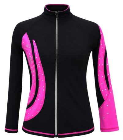 Kmarouse Chaqueta Patinaje Artístico Mujer Zip Strass Entreno Pista
