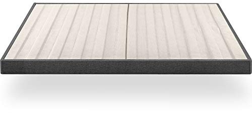 Zinus Upholstered Metal and Wood Box Spring, 4 Inch Mattress Foundation, Easy Assembly, Fabric Paneled Design, Queen, Grey
