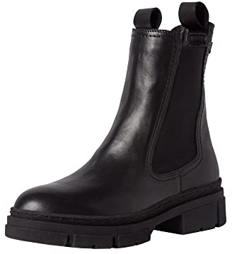 Tamaris Femme Bottines, Dame Bottines Chelsea,Comfort Lining,TOUCHit,Bottes de Glisse,Demi-Bottes,Bottines,Plat,Black Leather,38 EU / 5 UK