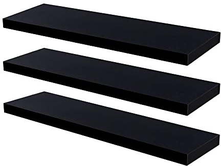 Harbour Housewares Modern Floating Wall Shelf - 100cm - Black - Pack of 6 - Photo Gallery Bookshelf Wall Shelves for Living Room Display, Bedroom, Office Storage