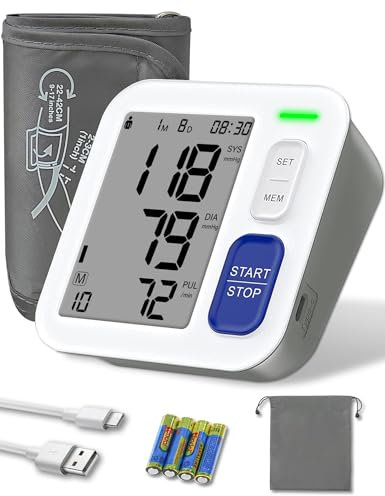 ROTOPATA Blutdruckmessgerät Oberarm mit Manschette 22–42 cm, 2x90 Speicher Blutdruckmeßgerät mit LED Display, Arrhythmie-Erkennung & Pulsmessung, Risikoindikator für ältere Menschen und Angehörige