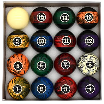 BILMAG Samurai Fantasy Black Pool Billard Kugelset, 57,2 mm - Hochwertiges Polyesterharz, Für 7, 8 und 9 ft Billardtische