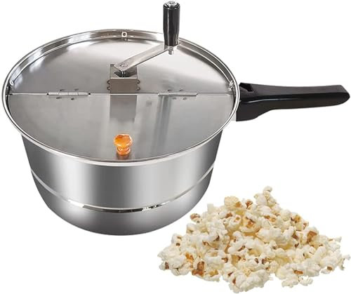 Umiup Máquina de Palomitas de maíz, Estufa de Gas de Acero Inoxidable, Olla de Palomitas de maíz Comercial, máquina Manual Antiadherente para Hacer Palomitas de maíz