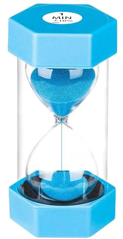 SuLiao Clessidra 1 minuti blu, set timer per orologio da uova, vetro colorato, timer per bambini, scuola, bambini, pulizia dei denti, kita, ufficio, casa, decorazione, giochi, aula, cucina