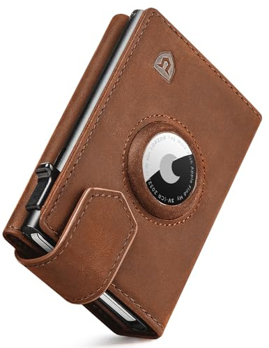 LORZOR® Cartera Airtag Hombre, Carteras para Hombre Pequeño con Monedero & Protección RFID, Billeteras para Hombre Piel, Cartera Tarjetero Hombre Pop-up Capacidad para 10 Tarjetas con Cierre Magnético