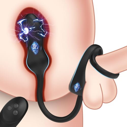 TDLPlus NEU Elektroshock Analvibratoren für Mann mit 10 Vibrations & 3 Elektroschockmodi, Prostata Stimulation Männer Penis Ring Vibrator Analplug Sexspielzeug für Männer Paare Extrem