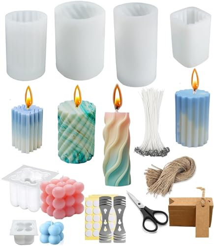 6STK Kerzen Selber Machen set Kerzenformen zum Gießen Kerzen Form Silikon Kerzen Formen Silikonform für DIY Aromatherapie Kerzen Herstellung Supplies NE