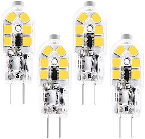 Ampoule LED T3 G4 - Culot bipolaire JC Ampoule halogène Équivalent 20W, 360°, sans scintillement, ampoule à culot à broches Ampoules 12V MR11 G4/GU4/GZ4 Culot bipolaire (Blanc Chaud 3000K, 4 Pièces)