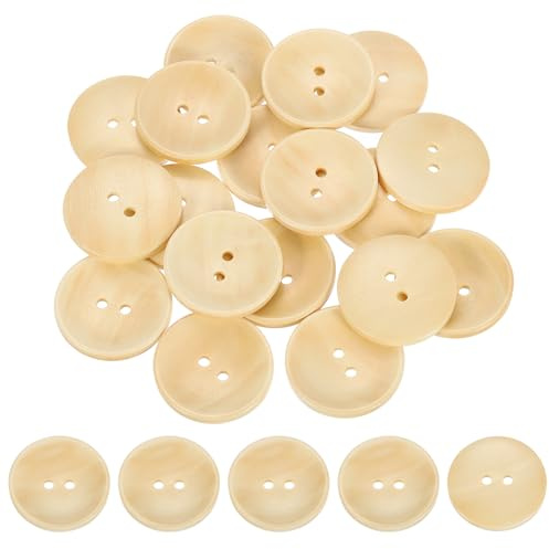 uxcell 30Pcs Wooden Buttons, 34mm(1.34 Inch) 2 Hole Round Wood Sewing Button Craft for Sewing DIY Craft Clothing, Natural Wood