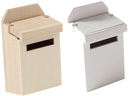 Yardwe 2pcs Mini Mailbox Simulation Wood Dollhouse Accessories for Miniature Scene Playhouse Supplies