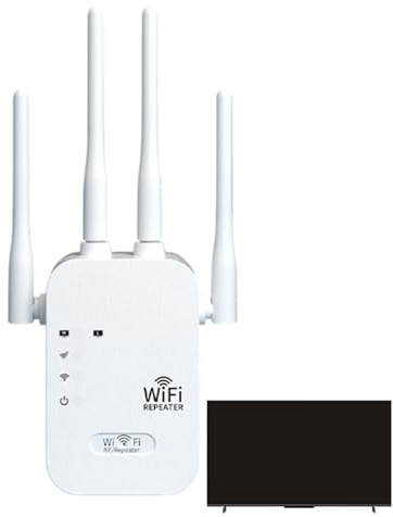 Wi-Fi-förlängare - Repeater med Ethernet-port, 1 200 Mbps bredband och 4 antenner | Band-internetförstärkare, Wi-Fi hemsignalförstärkare på 5 GHz/2,4 GHz, repet-läge