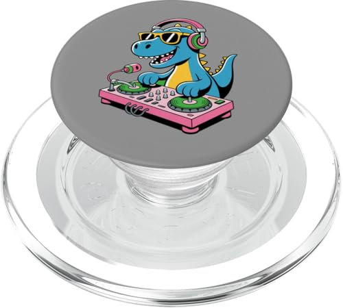 Tocadiscos DJ Dino Funny Music Lover Dinosaur Vibes PopSockets PopGrip para MagSafe