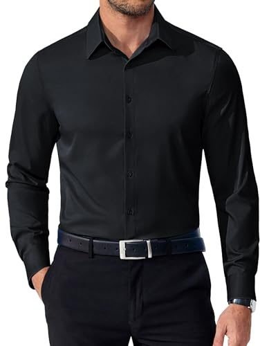 WINKEEY Chemise Homme Infroissable Chemise de Bureau Manches Longues sans Repassage Formel Habillé Cérémonie