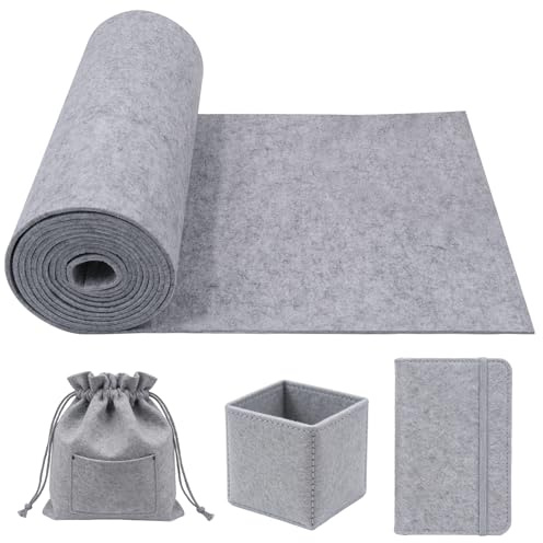 Nureeca Filttyg rulle 300 cm x 30 cm x 3 mm ljusgrå – hantverk filtmått för sömnad, lapptäcke, förvaringspåsar och heminredning