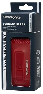 Samsonite TA Revolution – Cinghia per bagagli 50mm, regolabile e fibbia a scatto robusta, cinghia per valigia sicura per viaggi, Rosso