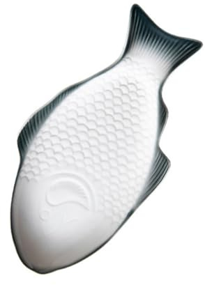 jojofuny Plato de Pescado de Cerámica en Forma Creativa para Sushi y Postres, Bandeja Verde Oscuro de 33 CM para Uso Doméstico y Fiestas