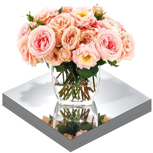 12 Specchi quadrati per decorazioni da tavolo, specchi acrilici senza vetro, piatto candela, specchio quadrato da parete, piastrelle a specchio per decorazioni da tavolo, decorazioni per matrimoni e