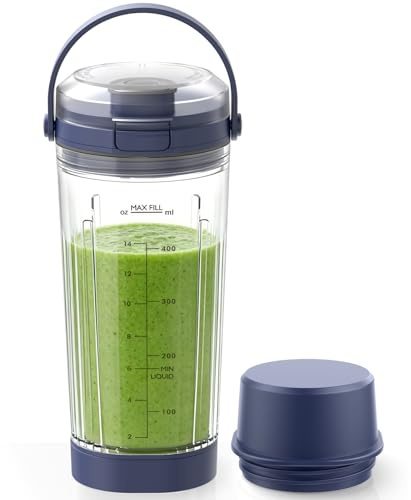 Contenitore di ricambio (530 ml) per frullatore portatile Ninja Blast, coperchio di ricambio con maniglia per il trasporto, coperchio per coltello e chiusura sul fondo, compatibile con Ninja BC151NV