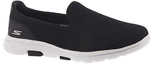 Skechers Women's GO Walk 5 Slip On Trainers, Black Textile White Trim, 3.5 UK Wide