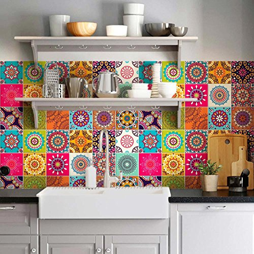 RE-COVERTILES - Fliesenaufkleber Küche und Bad PVC-Klebefliesen Regenmäntel Kratzfest Stickers Dekoration Wand Zementfliesen Peel and Stick - Modell 12 Stücke 15x15 cm PS00178 Made in Italy