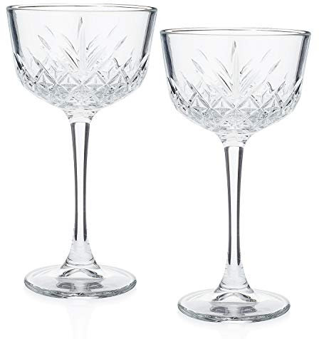 1930s Nick & Nora-Style New York Speakeasy Cocktail Glass, 2-Piece Set