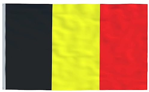 vidaXL Drapeau Belgique Evénements Sportifs Drapeau National Fête Jardin Extérieur Durable Robuste Equipé de Deux Œillets 90x150 cm