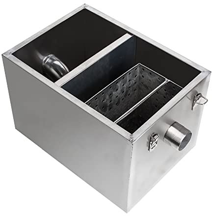 Piège à Graisse en Acier Inoxydable Intercepteur de Graisse Détachable Séparateur Graisse Commercial pour Eaux Usées, pour Cuisine et Restaurant
