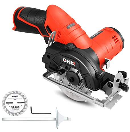 DNA MOTORING 12V Compact Cordless Circular Saw with 85mm 20T Blade and Hex Key, Adjustable Cutting Depth/Angle, Red (No Battery),TOOLS-00174