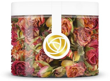 Rosie Rose Dekorative Rosenblüten in 7 Farben - 20g - Dekorative getrocknete Blüten, Topping für Torten, Kuchen Dekoration,100% natürlich zum Backen Kochen & Dekorieren (Sunset Mix)