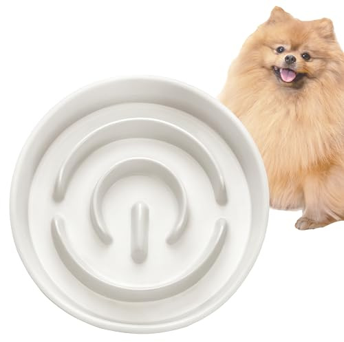 MOPANG Gamelle Anti Glouton pour Chats et Petits Chiens, Bols en Céramique pour Slow-Feeder, 400ml, Blanc Ivoire1