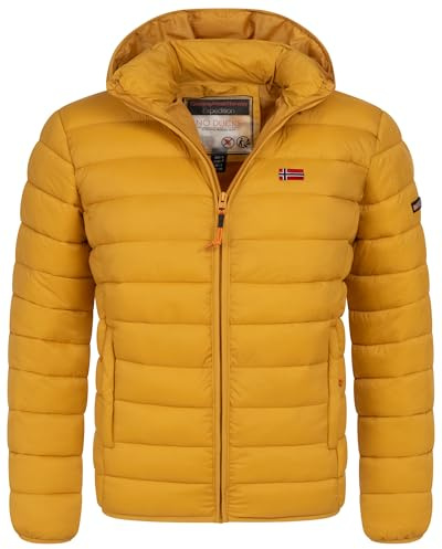 Geographical Norway Herren Winter Jacke warm gefüttert Parka Steppjacke Outdoor gesteppt, Farbe:Mustard, Größe:S