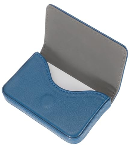 sourcing map Business Card Holder, PU Leather Business Card Case Pocket Business Name Card Holder with Magnetic Shut for Men and Women, Blue