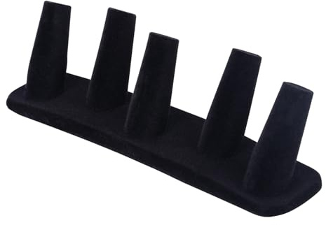 lasuroa Porte Bijoux Velours Noir, 5 Doigts Porte-Bague pour Présentation de Bijoux Rangement et Organisation pour Vitrine de Magasin Comptoir Chambre à Coucher