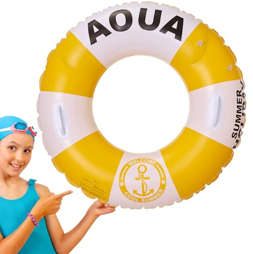 Uonguon Anelli da nuoto per bambini, anello salvagente con manico, design in stile britannico, salvagente per spiaggia, uomini, donne