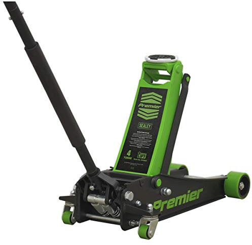 Sealey 4 Tonne Low Profile Trolley Jack, Car Jack, with Rocket Lift - Green - 4040AG
