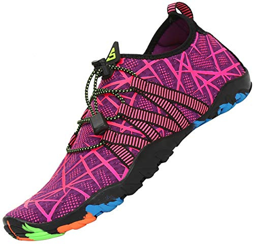 SAGUARO Chaussures Aquatiques Femme Séchage Rapide Chaussure de Plage Antidérapante Chaussure d'eau Chausson pour Sport Aquatique Baignade Surf Kayak, Violet foncé GR.35