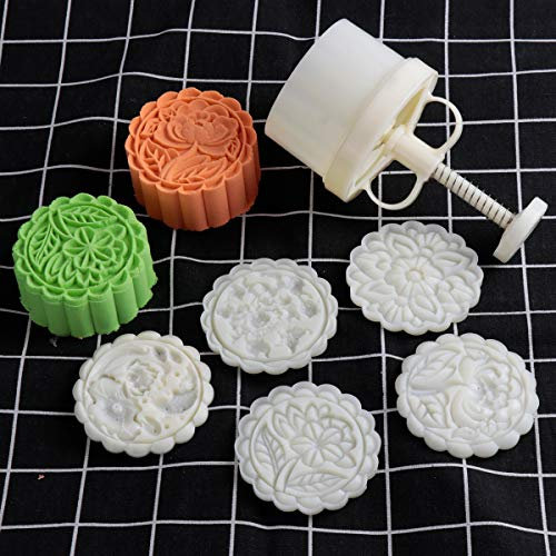 LOUTY 180 g 5 Stück Keksstempel Dicke verstellbar Mondkuchenform Set Kekspresse DIY Dekoration Handpresse Ausstecher Kuchen Dessert Form