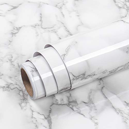 Livelynine Papel Marmol Gris 40CMX500CM Papel Adhesivo Para Muebles Cocina Papel Pintado pared Autoadhesivo Cocina Papel Vinilo Encimera Mesilla Mesa Escritorio Rollos Adhesivos Vinilos Para Baños