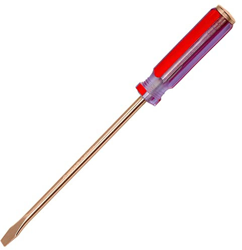 WEDO Strike Cap Flat Head Screwdriver,Non-Sparking Slotted Screwdriver,Beryllium Copper,Non-Magnetic,Length 133mm(5),Tip 3mm,Ergonomic Handle,Die-Forged,BAM Certificate
